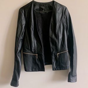 Dynamite Black faux leather open jacket